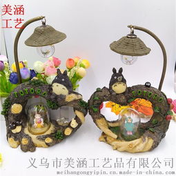 美涵廠家直銷 創(chuàng)意日式Zakka風(fēng)龍貓小夜燈，精美樹(shù)脂工藝品，理想學(xué)生禮品